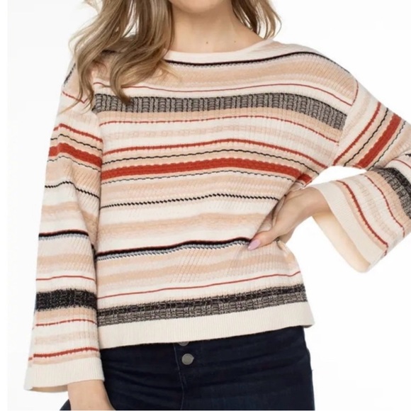 Liverpool Women's Striped Crew Neck Sweater - Cream, Black, Red - Picture 1 of 9